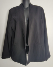 Eileen Fisher Womens Jacket 12 Black Stand Collar Shaped Open Front Blazer NEW - £74.74 GBP