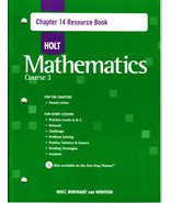 HOLT MATHEMATICS COURSE 3:  CHAPTER 14 RESOURCE BOOK - NEW! - $4.48