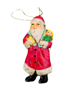 Russ Berrie Ceramic Santa Long Red Coat with Gifts Christmas Ornament # ... - $6.92