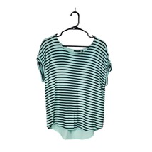 Apt 9 Shirt Womens Small Green and Black Stripped Short Sleeve Light Weight - $16.83
