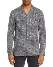 Theory Men&#39;s Noll Camp Collar Cut Clover Print in Printed Lyocell Black/White-L - £54.67 GBP