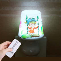 Plug-In Cup-Shaped Night Light Girl Bedroom Bedside Dim Lamp With Remote... - $3.99