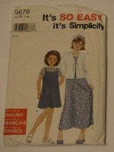 Simplicity Sewing Pattern # 9676 Girls Dress or Jumper Headband &amp; Cardig... - $92.25 MXN
