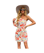 One Shoulder Women Beach Floral Tshirt Sundress Casual Pockets Boho Tank... - $42.99
