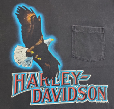Vtg 1991 Faded Black Harley Davidson Wheelers of Denver Eagle Shirt - Si... - £76.44 GBP