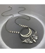 Skull Moth  Moon Phase Necklace - Occult Jewelry with a Mystical Twist - £13.27 GBP