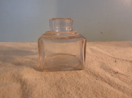 Vintage Small Glass Cube 2&quot; square Ink Well/Perfume Bottle Candle holder - £14.38 GBP