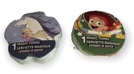 Frozen Elsa &amp; Jessie Toy Story Set Of Water Expanding Towels - $107.30 MXN