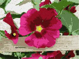 Pepita Needlepoint Canvas: Petunia On Fence, 12&quot; x 9&quot; - £70.20 GBP+