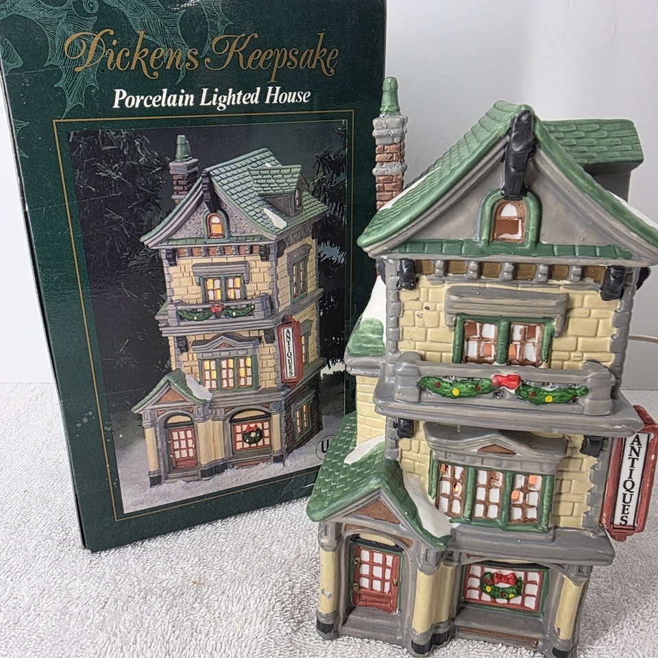 Heartland Valley Village House Porcelain Lighted &quot;Antiques&quot; Shop Dickens - $34.74
