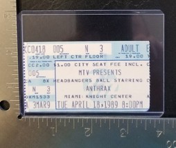 ANTHRAX / HEADBANGERS BALL - VINTAGE APRIL 18, 1989 CONCERT TOUR TICKET ... - £7.85 GBP