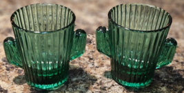 2 Vintage Cactus Shot Glasses Libby Green Tequila Party Sturdy Ridged Handles - £11.86 GBP