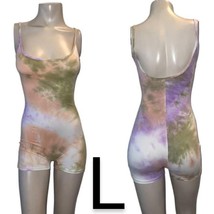 Cream Multi Color Tie Dye Loungewear Romper~Size L - $27.12