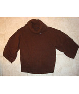 XL 3/4 Sleeve Brown Sweater Jeanne Pierre 100% Cotton Cowl Neck EUC - £14.78 GBP
