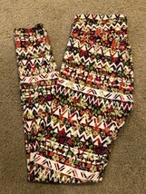 LuLaRoe OS Mint Cream Pink White Chevron Leggings Tribal Aztec- UNICORN ... - $20.57