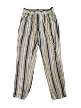 Anthropologie Womens Pants Seashore Blue White Striped Linen Blend Sz 00 Petite - £19.17 GBP