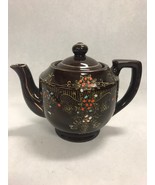Vintage brown high glaze Moriage Japan tea pot lid 7 by 6 inch oriental ... - £31.06 GBP
