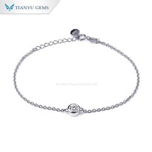Tianyu Gems 0.5CTW Lab Moissanite Diamond Chain Bracelet Adjustable Sterling Sil - £53.54 GBP