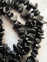3 strands blackstone chips beads  around 11mm sized  15 1/2&quot; strand NWT - £3.59 GBP