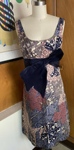 Kay Unger Dress Sz 4 Floral Silk Bow Lined Sleeveless - £34.99 GBP