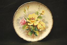 Old Vintage Shinkai 8-1/4&quot; Collector&#39;s Porcelain Plate w Yellow &amp; Pink Roses - £13.29 GBP