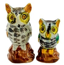 Vintage Owl Salt Pepper Shakers Ceramic Cork Stoppers Japan - $14.01