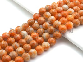 Natural Orange Calcite, 10mm Round Smooth, Natural Calcite Beads, 15.5&quot; Full - £14.34 GBP