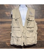 Cabela&#39;s Safari Vest Mens L Khaki Cargo Pockets Vented Fishing Hunting G... - $50.72 CAD