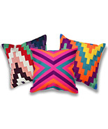 Set of 3 Modern and Bright Geometric Art Embroidery Pillow Cover - £34.25 GBP