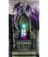 Medieval Purple Dragon On King&#39;s Landing Throne With LED Crystals Figurine - $513.87 MXN