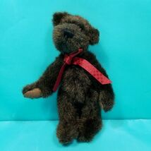 Boyds Bear collection Poseable Jointed Brown Bear With Red Bow Black Nos... - $15.14