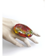Colorful Oversized Ring, Red Yellow Green, Statement, Massive, Bold Cont... - £25.16 GBP