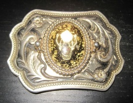 Vintage WESTERN Style HUNTING LODGE Club Metal Belt buckle - $34.99