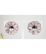 Sterling Silver Mother-of-Pearl Lapidary Inlay Flower Clip-On Earrings - $572.69 CAD