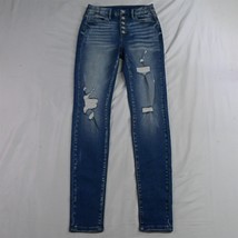 NEW KanCan Fits 5 High Rise Skinny Exposed Button Fly Light Denim Womens Jeans - £19.65 GBP