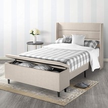 Mellow Peekabo Upholstered Platform Beds With Headboard And End Of Bed, Beige - £325.32 GBP