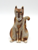 ETC Marla McCartty Grey Copper Cat Figurine 6 Inch Green Eyes Cast Art - $13.99