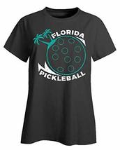 Florida Pickleball Pickle Ball Palm Trees - Ladies T-Shirt Black - £26.10 GBP