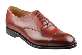 Hand Stitch Men Brown Cape Toe Lace Up Oxford Magnificent Leather Shoes US 7-16 - £109.66 GBP