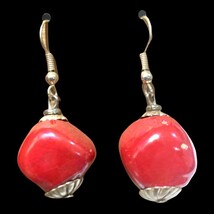 red dangle stone earrings - $9.10 CAD