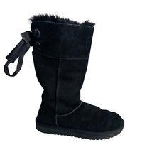 Koolaburra By UGG Boots Womens Size 8 Black Suede Mid Calf Faux Fur Line... - $28.49