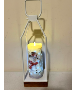 New Open Candle Lantern with snowman led Pillar Candle - $885.00 MXN