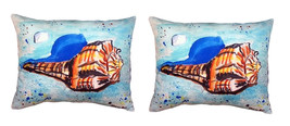 Pair of Betsy Drake Amber Shell No Cord Pillows 16 Inch X 20 Inch - £62.29 GBP