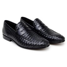 Belvedere Slip-on Penny Loafers Shoes Italian Calfskins Luca Black image 5