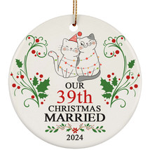 Our 39th Years Christmas Married Ornament Gift 39 Anniversary With Cat Couple - £11.70 GBP