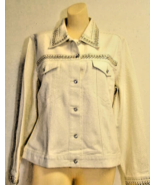 Christine Alexander black jacket cotton Swarovski off white size M E30 - $1,675.51 MXN