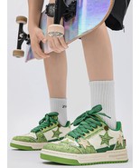 Starry Climb Patchwork Avocado Green Star Skate Shoes - $68.83 CAD