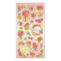 FLOWER STICKERS Craft Scrapbook Sticker Sheet Kawaii Colorful Pink Flora... - $2.49