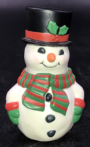 Christmas Winter Snowman Frosty Plastic Salt &amp; Pepper Shakers 3.75&quot; Tall - £7.58 GBP