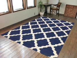 Mariposa Blue Scroll Pattern 5&#39;x8&#39; ft Contemporary Handmade Tufted100% Wool Rugs - £147.13 GBP